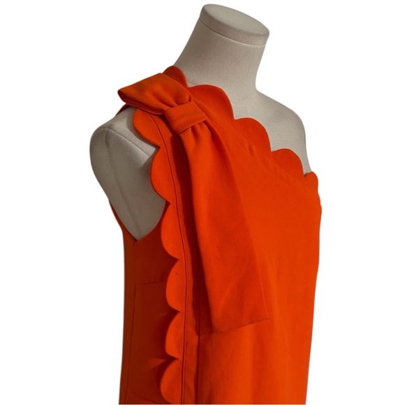 Orange One Shoulder Scallop Victoria Beckham X Target Calla Lily Ruffle Dress XS - Picture 11 of 16